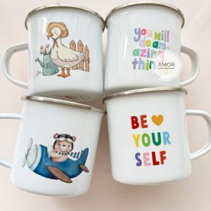 Personalized enamel mugs for kids