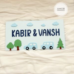 Kids room name sign - Car theme